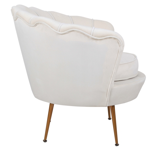 Chaise de salle à manger moderne en velours Leisure de FurnitureR, chaise longue contemporaine avec pattes en métal, beige