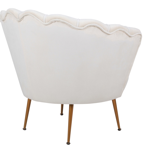 Chaise de salle à manger moderne en velours Leisure de FurnitureR, chaise longue contemporaine avec pattes en métal, beige