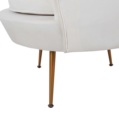 Chaise de salle à manger moderne en velours Leisure de FurnitureR, chaise longue contemporaine avec pattes en métal, beige