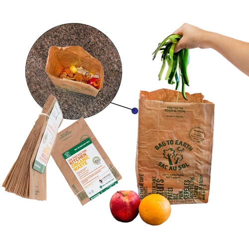 Bag to Earth Small Food Waste Bags 30-Pack Compostable Bag Leak Resistant 12in x 7.5in x 4.25in