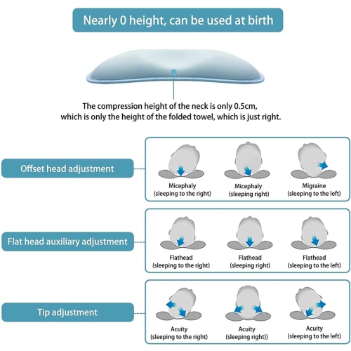 Baby Pillow for Newborn Infant Flat Head Baby Pillow for Sleeping Baby Head Shaping Pillow for 0-12 Months Newborn Head Shaping Pillow Washable Corn