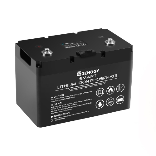 RENOGY  12V 100Ah Lifepo4 Deep Cycle Lithium Battery, Over 4000 Cycles, Built-In Bms, Backup Power for Rv, Marine, Off-Grid System, Maintenance-Free