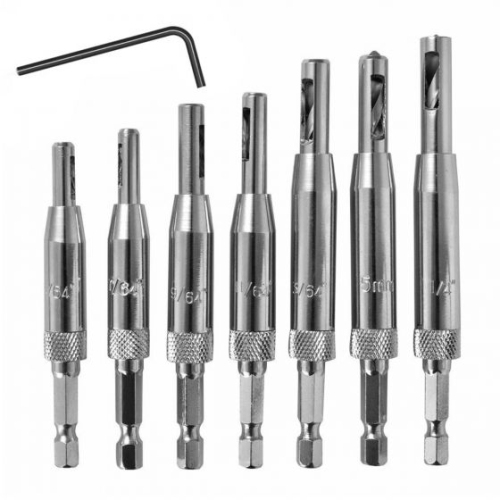 ISTAR Vix Bits Self Centering Clic Change Door Hinge Drill Bit Set, 5/64", 7/64", 9/64", 11/65", 5mm, 13/64", 1/4"