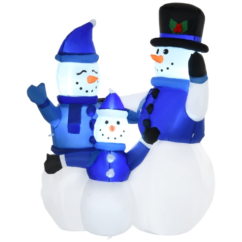 HOMCOM  4Ft Inflatable Christmas Decoration Snowman Family, Blow-Up Outdoor Led Yard Display for Lawn, Garden, Party
