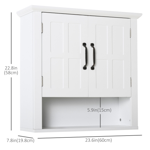 HOMCOM Bathroom Wall Cabinet, Medicine Cabinet, Over Toilet Storage Cabinet with Adjustable Shelf and 2 Doors for Hallway, Living Room, White