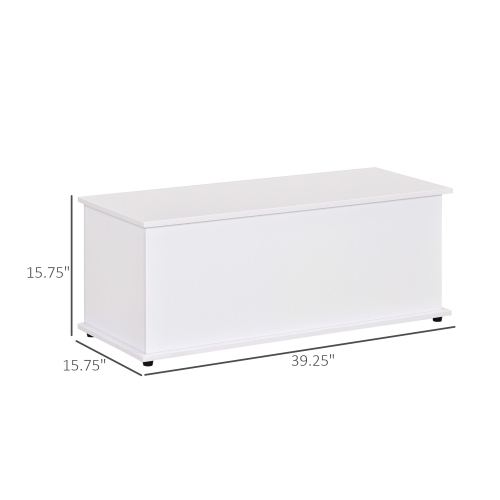 HOMCOM 39.5" Lift Top Storage Chest with 2 Safety Hinges, Storage Box Organizer with Flip-Top Lid, Entryway Storage Bench, White