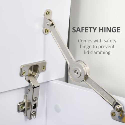 HOMCOM 39.5" Lift Top Storage Chest with 2 Safety Hinges, Storage Box Organizer with Flip-Top Lid, Entryway Storage Bench, White