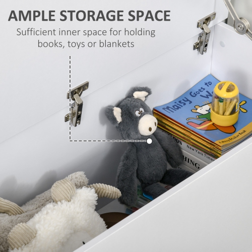 HOMCOM 39.5" Lift Top Storage Chest with 2 Safety Hinges, Storage Box Organizer with Flip-Top Lid, Entryway Storage Bench, White