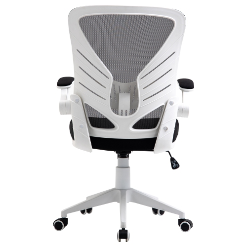 Vinsetto Chaise de bureau en maille pivotante avec support lombaire, bras rabattable, hauteur réglable, gris noir