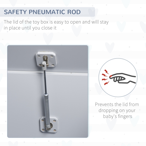 Qaba Coffre de rangement pour jouets en bois pour enfants avec charnière magnétique, grand espace de poitrine et poignée rainurée, gris