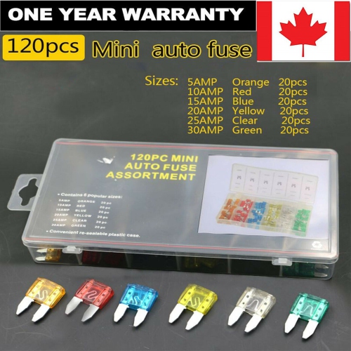120PCS Mini Car Fuses Blade Fuse for Auto Car Truck 5A/10A/ 15A/ 20A/ 25A/ 30A