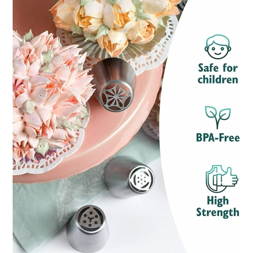 22Pc Russian Piping Flower Frosting Tips Nozzles Silicone Bag Decoration Scissor