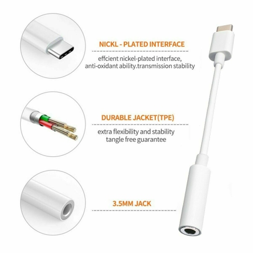 USB C Type C to 3.5mm Male Headphone Jack in Aux Cable Lead Audio Stereo Adapter