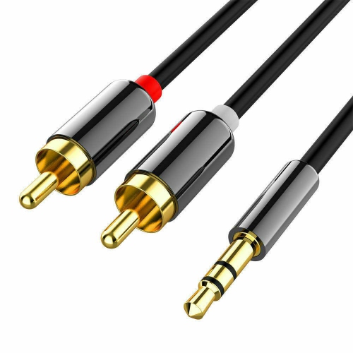 New Premium Stereo Audio 3.5mm Aux Jack to 2 RCA Plated Cable 1M-5M in Gold