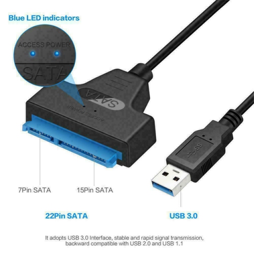 USB 3.0 to SATA 2.5" Hard Drive HDD SSD Adapter Converter Cable 22Pin UASP