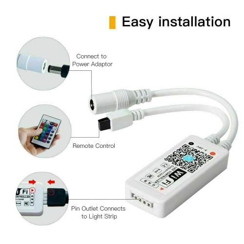 New Mini WiFi LED Controller + IR Remote For 5050 / 3528 RGB LED Strip Light CA