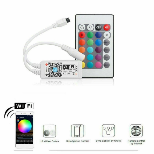 New Mini WiFi LED Controller + IR Remote For 5050 / 3528 RGB LED Strip Light CA