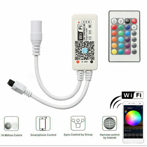 New Mini WiFi LED Controller + IR Remote For 5050 / 3528 RGB LED Strip Light CA