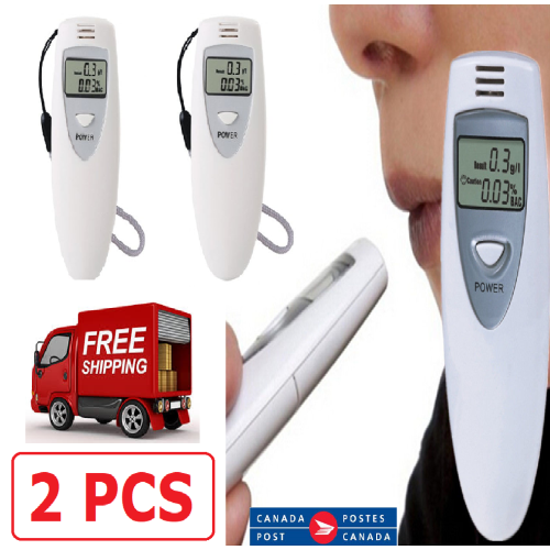 2Pcs New Mini Digital LCD Alcohol Breath Tester Breathalyzer Police Accurate CA