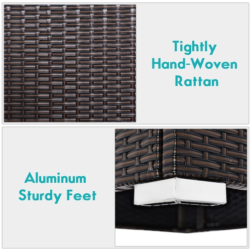 Costway 2PCS Patio Rattan Armless Sofa Sectional Conversation Furniture Set W/Cushion