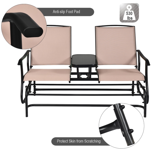 Costway 2 Person Outdoor Patio Double Glider Chair Loveseat Rocking