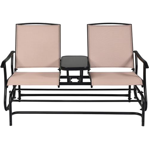 Costway 2 Person Outdoor Patio Double Glider Chair Loveseat Rocking