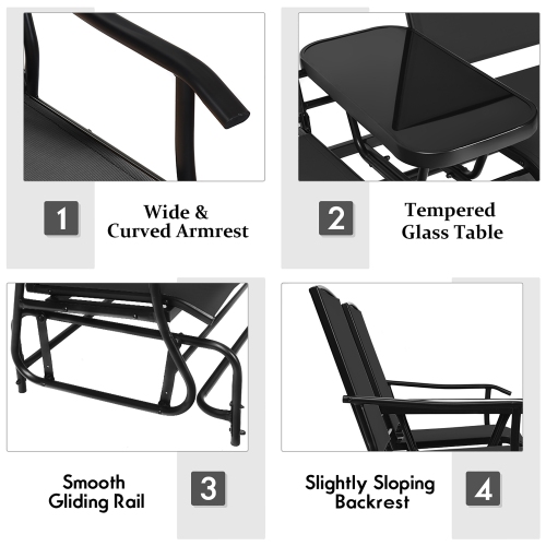 Costway 2 Person Outdoor Patio Double Glider Chair Loveseat Rocking