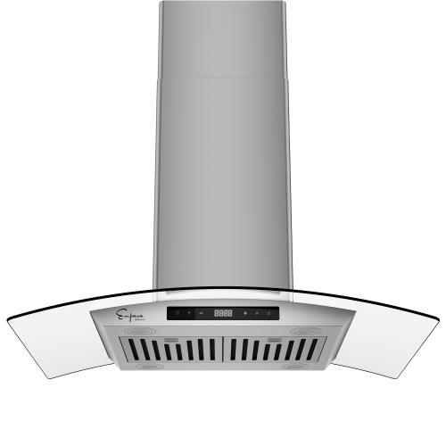 Empava 36 in. Kitchen 400 CFM Island Range Hood - Ducted Exhaust Kitchen Vent - Tempered Glass - Soft Touch Controls - 3 Speed Fan