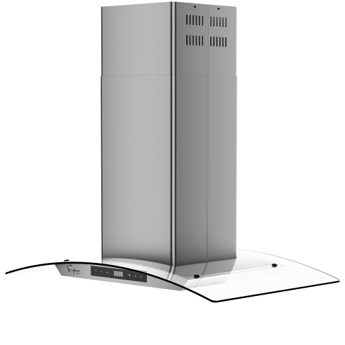 Empava 36 in. Kitchen 400 CFM Island Range Hood - Ducted Exhaust Kitchen Vent - Tempered Glass - Soft Touch Controls - 3 Speed Fan