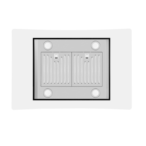 Empava 36 in. Kitchen 400 CFM Island Range Hood - Ducted Exhaust Kitchen Vent - Tempered Glass - Soft Touch Controls - 3 Speed Fan