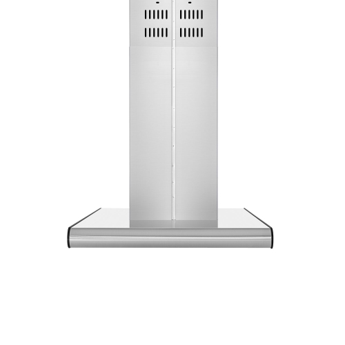Empava 36 in. 400 CFM Island Range Hood - Ducted Exhaust Kitchen Vent - Tempered Glass - Soft Touch Controls - 3 Speed Fan - Permanent Filter - LEDs Light in Stainless Steel
