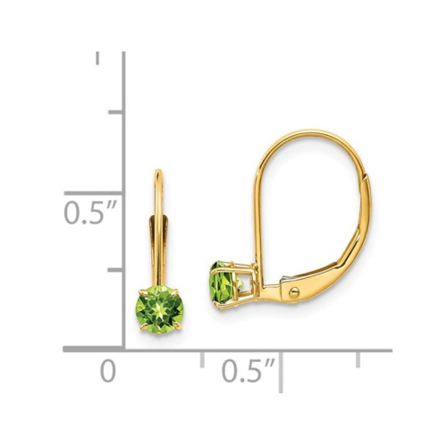 Boucles d'oreilles en or jaune 14K ct avec fermoir à levier et péridot 3/5 carat