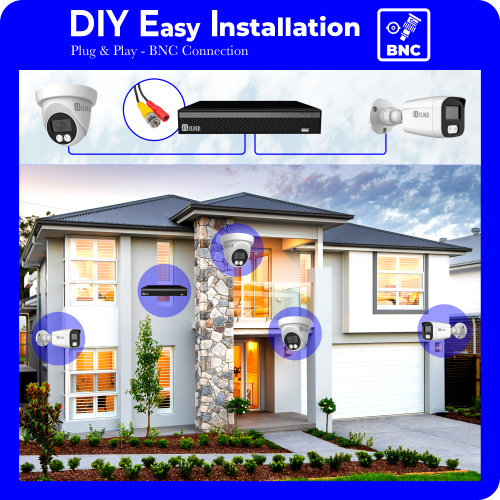 【2025 New】Elder 4K Security Camera System Spotlight, 4-Camera DVR Surveillance Kit Outdoor DIY Wired 1TB Audio Color Night Vision, Home Security