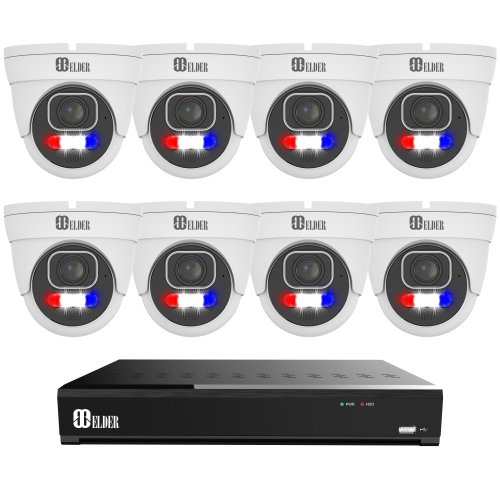 ELDER  Ai Security Camera System Motorized 12Mp Nvr 8Ch Poe, 8-Camera 4K Dual-Light Outdoor 4Tb, Sony Sensor & Ndaa, Long-Range Night Vision, Full