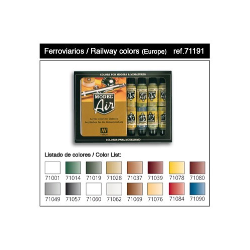 VALLEJO  S71191 Railway Colors Model Air (16 Color Set)
