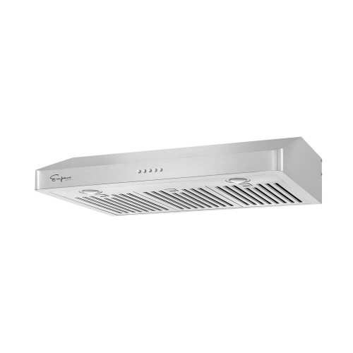 Empava 36 In. 500 CFM Ducted Under Cabinet Range Hood with Push Button Controls - Sealed Aluminum Motor – 3 Speeds Fans Mechanical Switch – Baffle