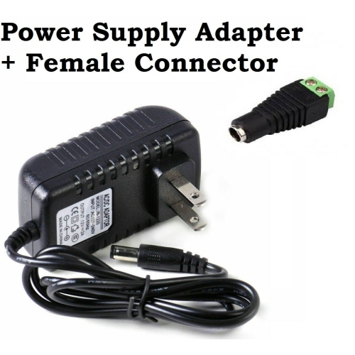 12V DC 2A Power Supply Adapter Transformer LED Strip + Female Connector Adapter