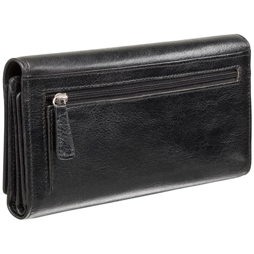 Portefeuille RFID à trois volets en cuir véritable Equestrian2 avec porte-chéquier de Mancini - Noir