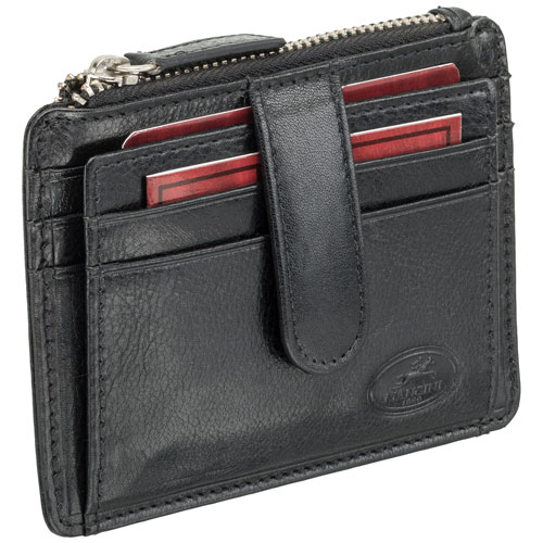Mancini Equestrian2 RFID Genuine Leather Bi-fold Card Case - Black