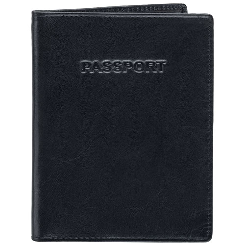 Mancini Casablanca RFID Genuine Leather Bi-fold Passport Cover - Black
