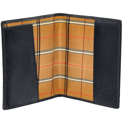 Étui de passeport à deux volets en cuir véritable RFID Casablanca de Mancini - Noir