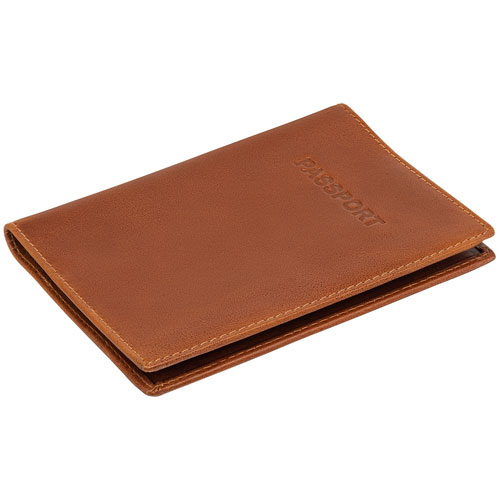 Étui de passeport à deux volets en cuir véritable RFID Casablanca de Mancini - Cognac
