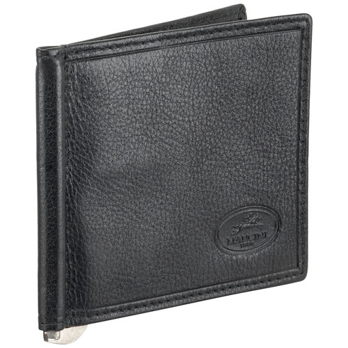 Portefeuille avec pince à billets en cuir véritable Equestrian2 de Mancini - Noir
