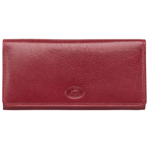 Mancini Equestrian2 RFID Genuine Leather Tri-fold Wallet - Red