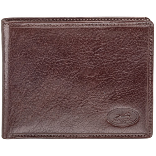 Portefeuille RFID 2 volets en cuir véritable Equesrian2 de Mancini avec étui amovible - Brun