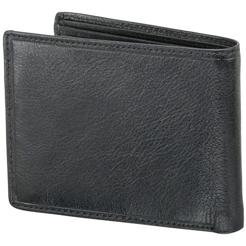 Portefeuille RFID 2 volets cuir véritable à poche pour monnaie Equestrian2 de Mancini - Noir