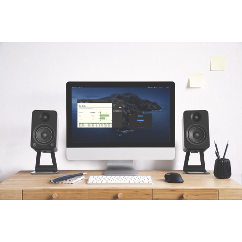 Kanto SE4 Elevated Desktop Speaker Stands for Midsize Speakers, Black, Pair