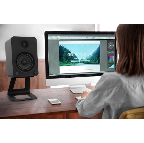 Kanto SE6 Elevated Desktop Speaker Stands for Large Speakers, Black, Pair