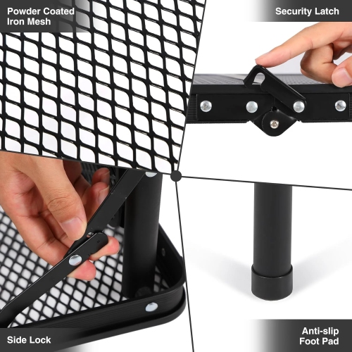 Folding Grill Table, Height Adjustable Aluminum Table with Mesh Desktop, Portable for Outdoor Camping, Picnic, Patio, Dining, BBQ, Party, Black 62 *