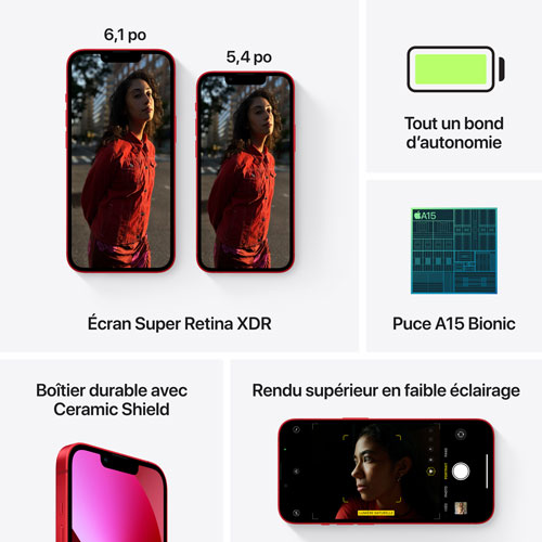 iPhone 13 de 256 Go d'Apple offert par Koodo - PRODUCT(RED) - Paiement Balance mensuel